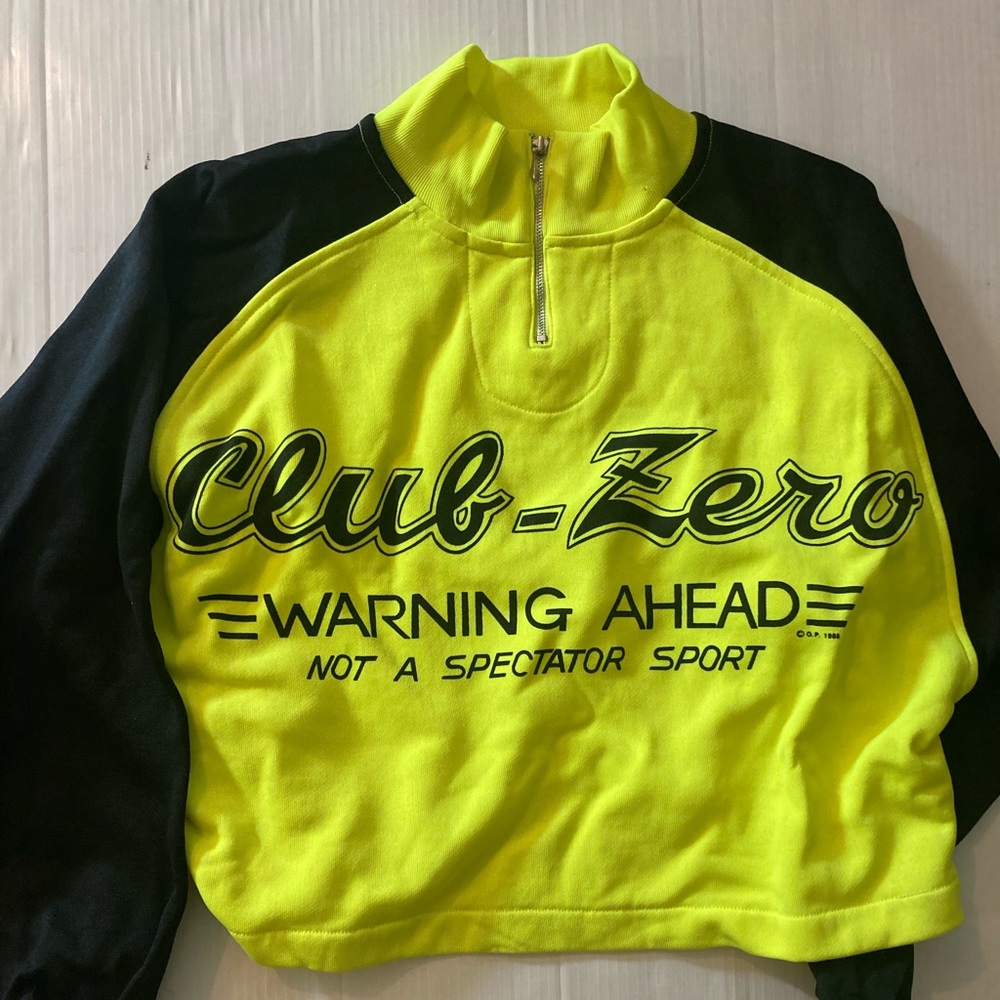 Vintage 80s cropped Ocean Pacific neon yellow sweatshirt